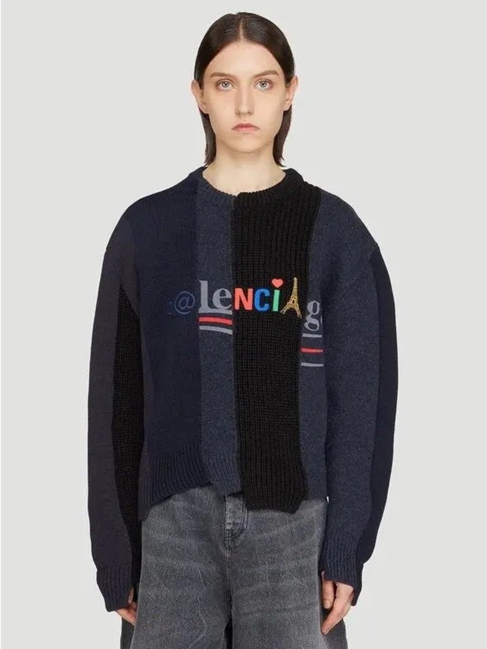 Patchwork Crew Neck Sweater - Picture 2 of 8